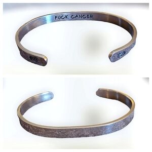 3/$30 Stainless Steel Silver F#ck Cancer Awareness Cuff Bracelet